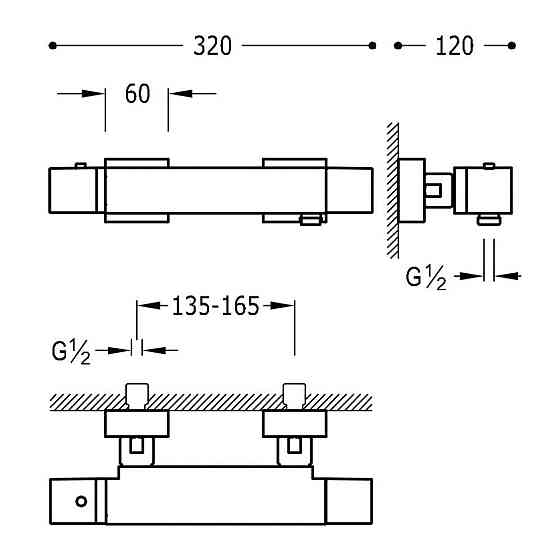 107164,9-CUADRO TRES Termostatica (Spain Tres) Змішувач д/душу ( комплект) (000012334) Київ