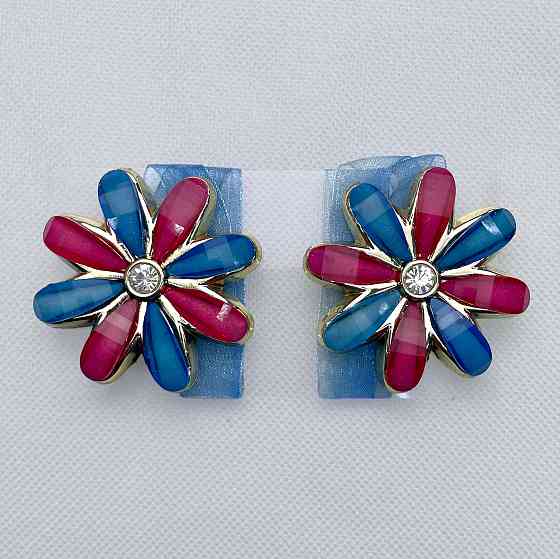 Магніти для штор та гардин "Квітка" набір 2 шт Блакитний з малиновим (81-256) Київ