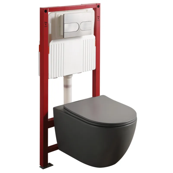 Комплект: Mixxus Premium Ellipse-SET-2101 Gray (в 2 ящ) Унитаз система смыва Tornado 3.0+ Инсталляция Koer KT-0404 + панель Киев