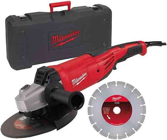 Угловая шлифовальная машина MILWAUKEE 230 мм AG22-230DMS-DSET (+ защитный кожух, боковая рукоятка, фланец, Одесса