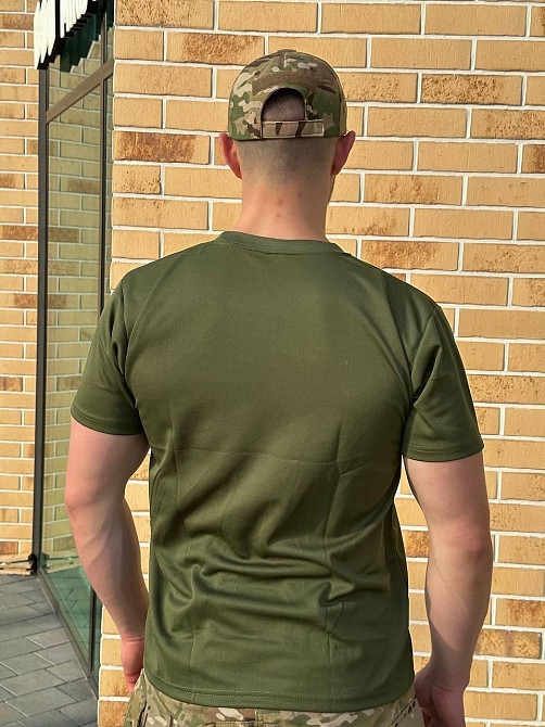 Військова футболка олива ЗСУ, тактична бойова футболка Coolmax, якісна чоловіча літня футболка Львів - фото 7