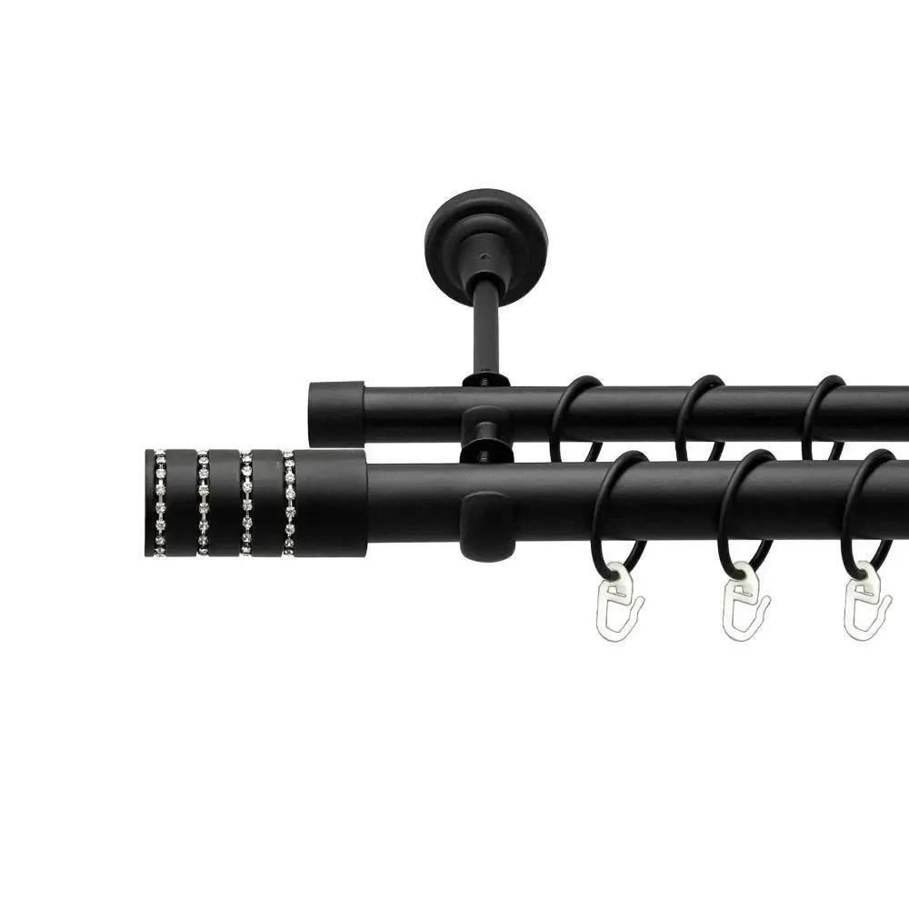 Карниз Orvit Барамелла металевий дворядний відкритий гладка труба кільце металеве Чорний Оксамит 25\19 мм 200 Львов - изображение 1