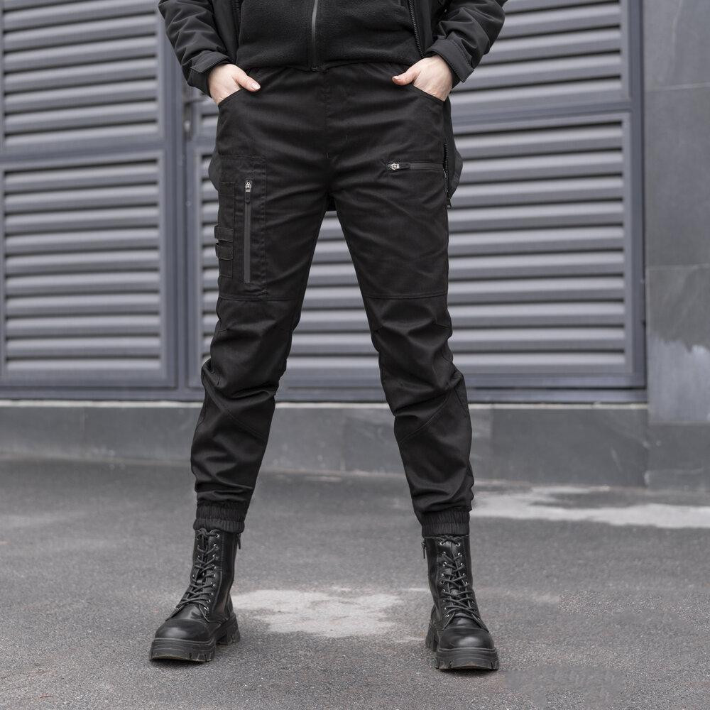 Штани-карго для жінок весняні / осінні з кишенями чорні Pobedov Papin Brodyaga Жіночі Київ - фото 5