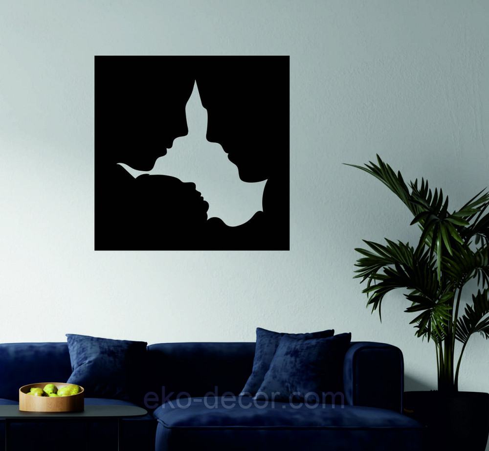 Декоративне настінне 3D Панно «Силует пари», Декор на стіну з об'ємом 70*70 см, Чорний Київ - фото 2