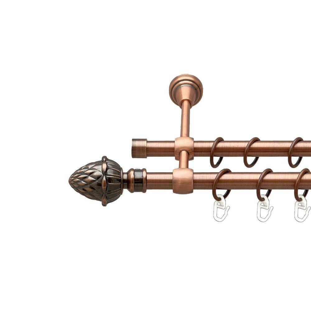 Карниз Orvit Цинара металевий дворядний литий гладка труба кільце металеве Мідь 16\16 мм 120 см (00-00019748) Львів - фото 1