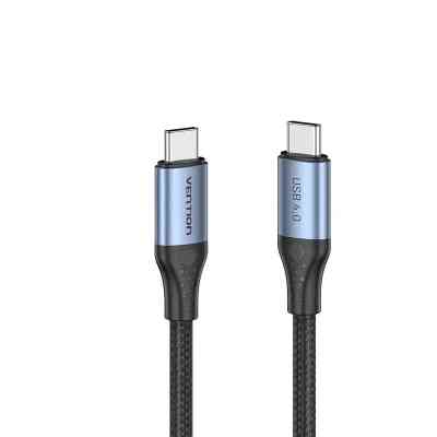 Дата кабель USB-C to USB-C 1.0m USB4.0 240W (50V/5A) 8K60Hz Thunderbolt 4 Gray Aluminum Alloy Vention (TAVHF) Вінниця