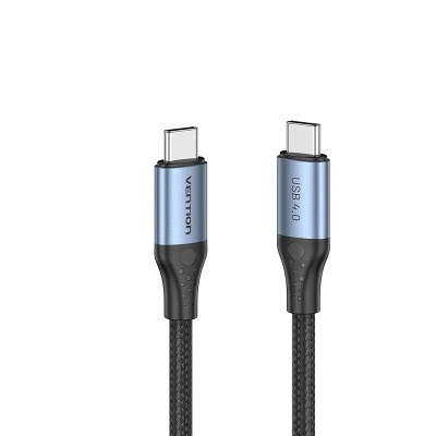 Дата кабель USB-C to USB-C 1.0m USB4.0 240W (50V/5A) 8K60Hz Thunderbolt 4 Gray Aluminum Alloy Vention (TAVHF) Вінниця - фото 1
