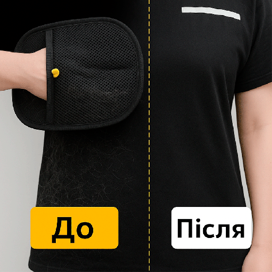 Щетка перчатка для чистки одежды и ковров 24*16 см / Электростатическая перчатка от шерсти Киев