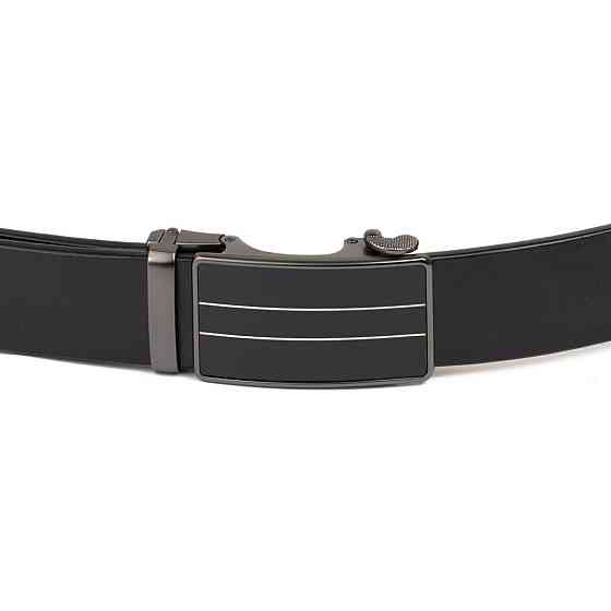 Ремень мужской с полосками на пряжке Vintage 20334 Черный Киев