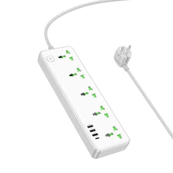 Мережевий подовжувач HOCO AC13A Talento 5-position socket(1C3A) (1,5 m) White Одеса