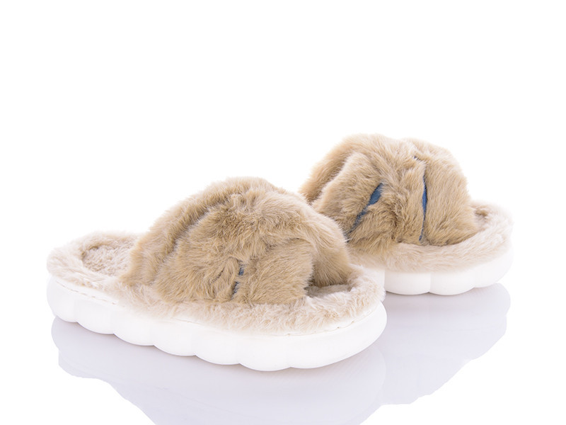 Капці жіночі відкриті мех на легкій платформі бежевий Одеса - фото 4