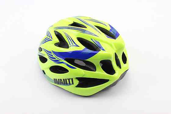 Шолом велосипедний M (54-57 см) знімний козирок, 18 вент. отворів, салатово-синій AVHM-02 Київ