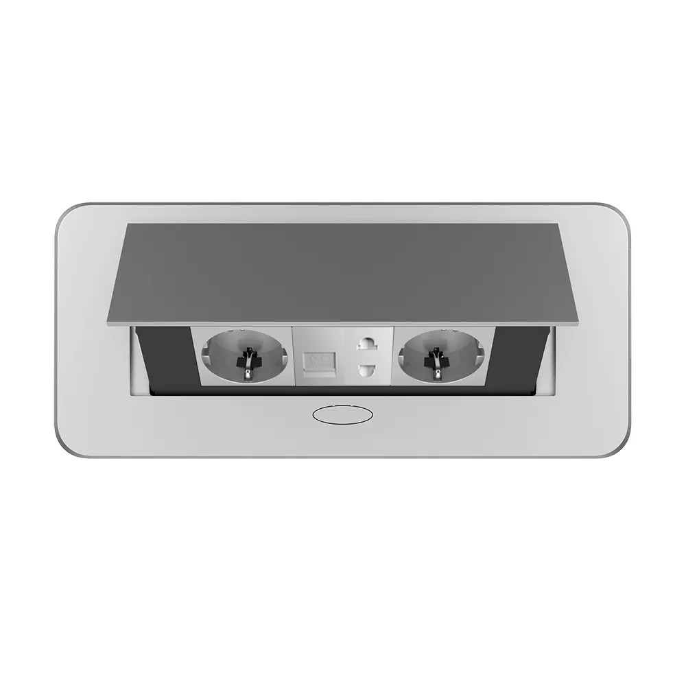 Меблева розетка потрійна LIVOLO срібна, вбудована у стільницю для офісу/конференц-залу/кухні, з інтернет RJ-45 і універсальною розеткою 2-в-1, висувна Коломыя - изображение 7