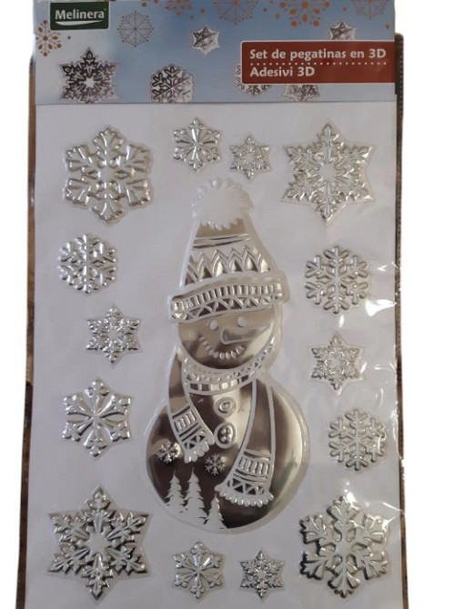 Наклейка новорічна Сніговик Melinera 29 на 41 см сріблястий Київ - фото 3