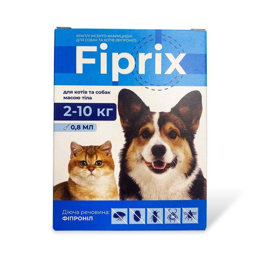 Противопаразитарные капли Fiprix (Фиприкс) для кошек и собак весом 2 - 10 кг (4 шт по 0.8 мл), Modes Винница - изображение 1