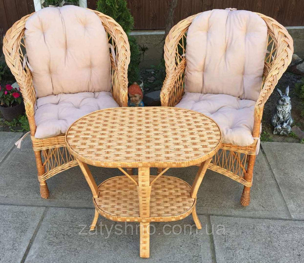 Меблі плетені з журнальним столом | меблі з лози з накидками меблі з лози плетені Київ - фото 8