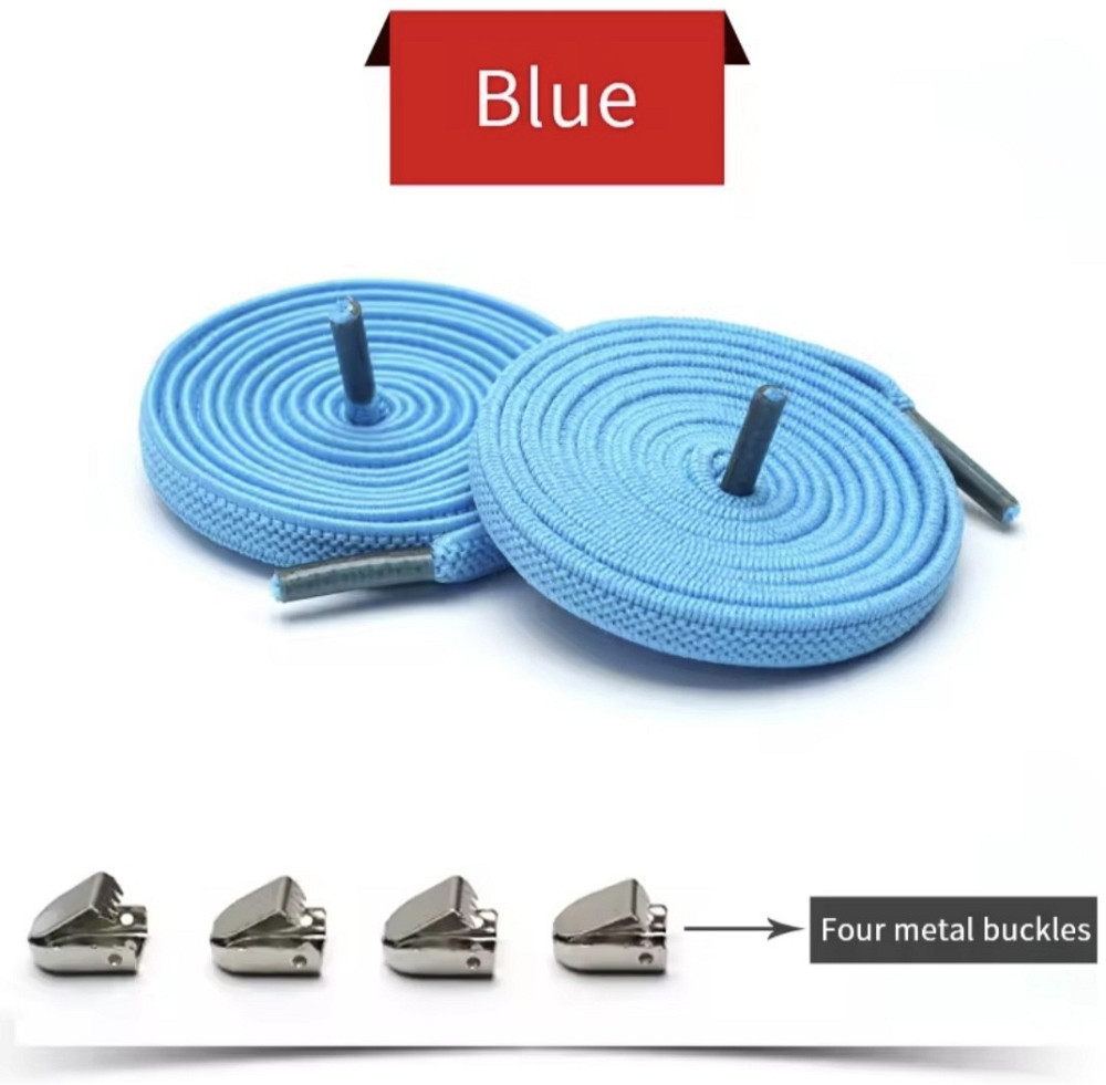 Еластичні шнурки без зав'язок з металевими фіксаторами Блакитний Смела - изображение 1