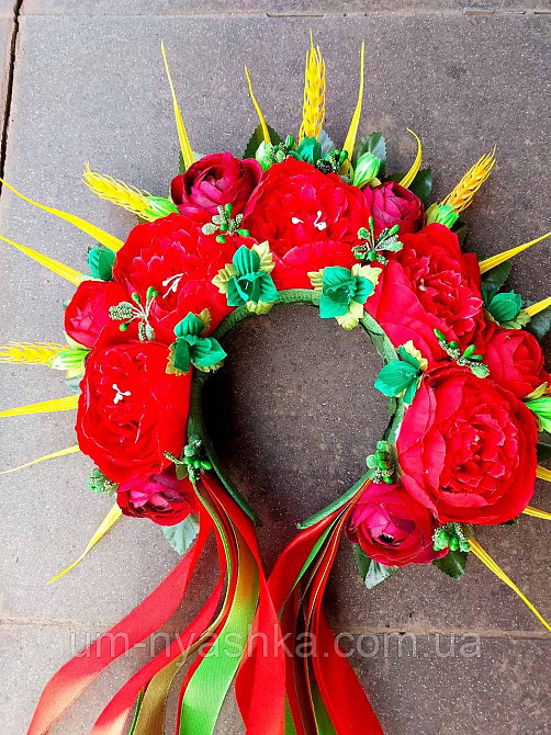 Віночок ободок з квітами "Сценічний зі стрічками" Кривий Ріг - фото 4