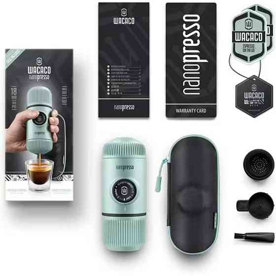Эспрессо-кофеварка Wacaco Nanopresso 18 бар 80мл с чехлом Голубой Винница
