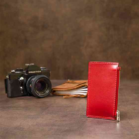Яркий кожаный картхолдер Красный (GRANDE PELLE) Киев