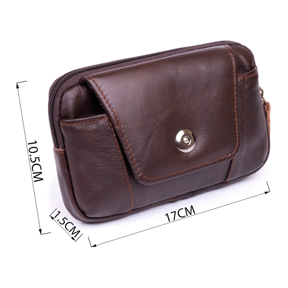 Горизонтальна барсетка на ремінь брюк шкіряна Vintage 20354 Коричнева Київ - фото 3