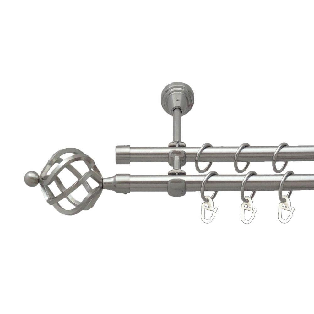 Карниз Orvit Ажур металевий дворядний відкритий гладка труба кільце металеве Нержавіюча Сталь 16\16 мм 160 см (00-00016237) Львів - фото 1