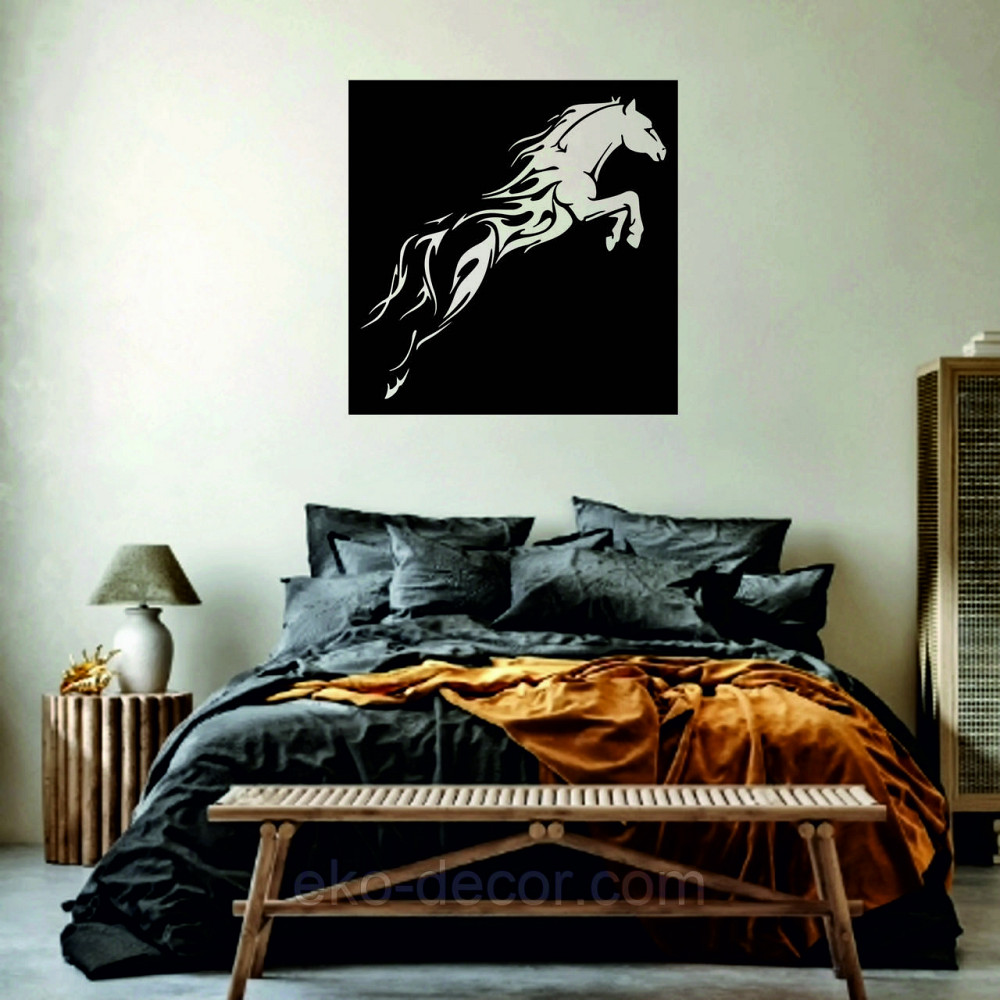 Декоративное настенное Панно «Лошадь» Декор на стену 70*70 см, Черный Киев - изображение 2