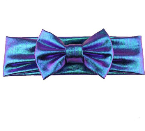 Блестящая разноцветная детская повязка - окружность 38-44см, бант 10см Киев - изображение 1