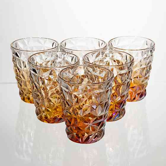 Набір скляних стаканів 6 штук 250 мл для напоїв Золотистий Yiwu HP-19-192 Коломыя