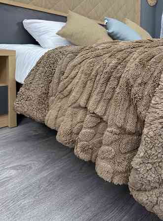 Плед 200х230 см (+-10см) на овчині "Косичка" колір мокко (87-304) Київ