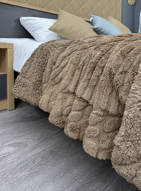 Плед 200х230 см (+-10см) на овчині "Косичка" колір мокко (87-304) Київ - фото 2