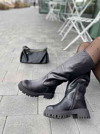 Чоботи жіночі ARLEN чорні натуральна шкіра зима высота 35см обхват 37-38см (4865) Коломыя