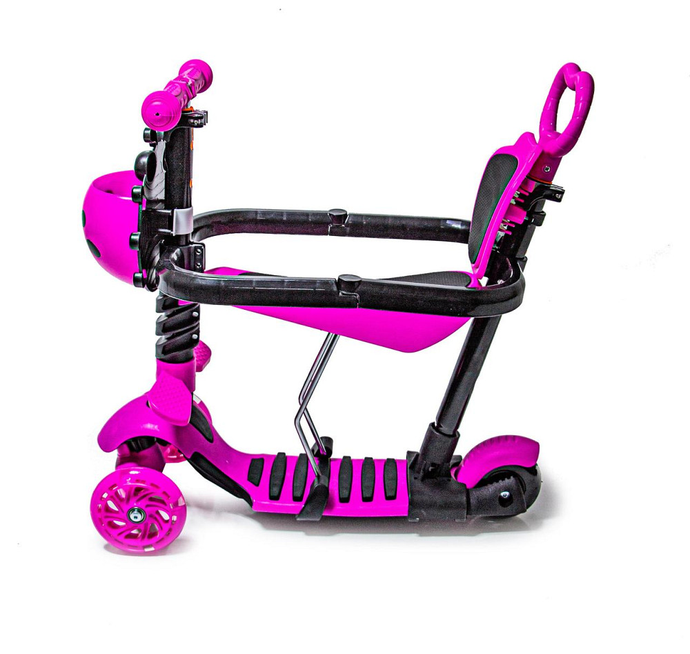 Самокат с защитным бортиком Scooter "Коровка" 5 в 1. Розовый Одесса - изображение 2