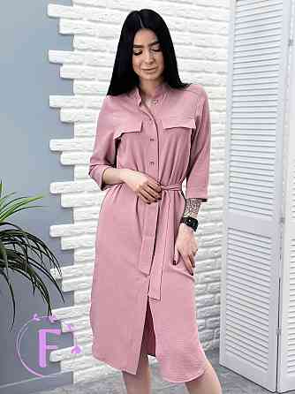 Длинное платье-рубашка с поясом Marcella 46-48, Фрезовый Киев