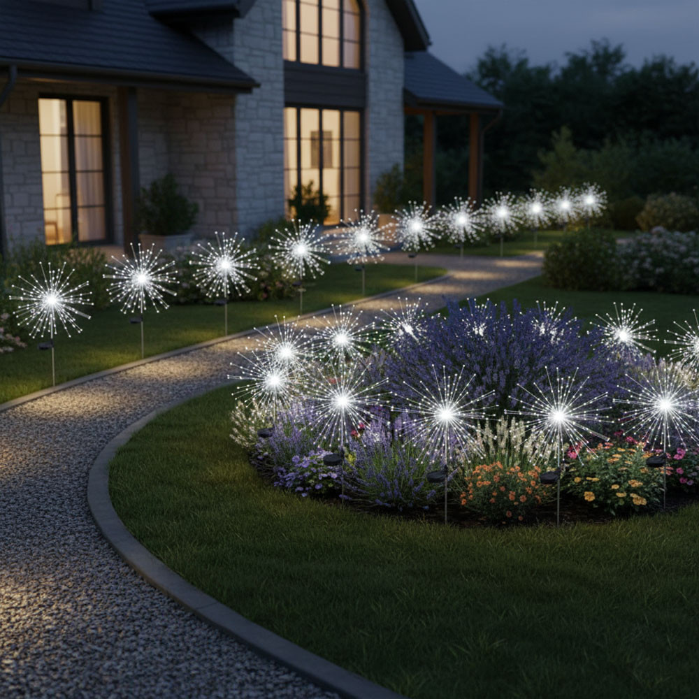 2 шт Садовий світильник Феєрверк на сонячній батареї 90LED,95см,Біле світло SBR Київ - фото 2