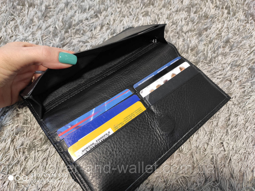 Стильный мужской кожаный купюрник на магнитах черного цвета Marco Coverna MSM 6 Киев - изображение 5