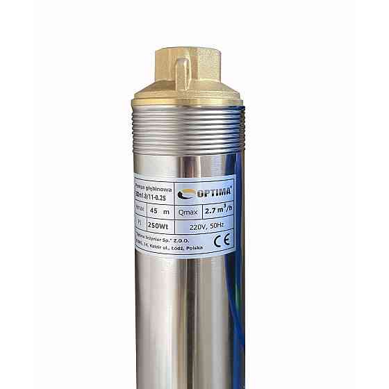 Насос свердловинний з підв, стійк, до піску 3″ OPTIMA  3SDm1,8/11 0,25 кВт 45м + пульт+кабель25м NEW Тернополь