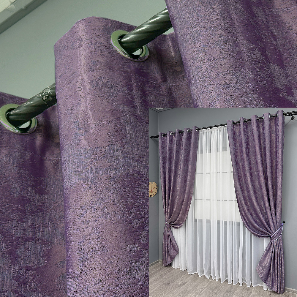 Комплект штор на люверсах VR-Textil Жакард Sultan XO № 1145ш Фіолетовий 150х250 см 2 шт (37-0183) Київ - фото 1