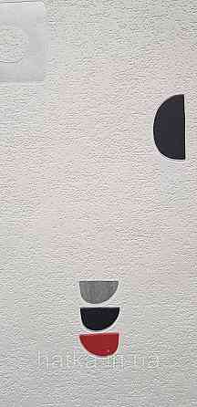 Шпалери вінілові на флізеліні Rasch Clasik 0,53х10 дитячі фігури знаки червоні сірі на білому Київ