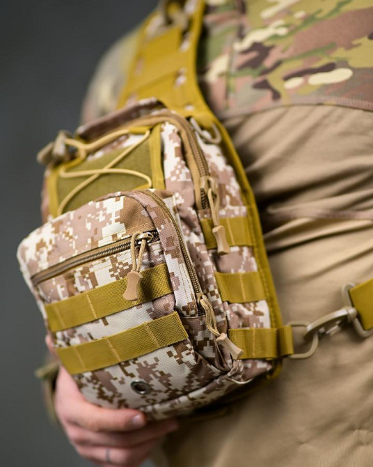 Тактическая нагрудная сумка черная через плечо  пиксель ПП8246 Одесса - изображение 2