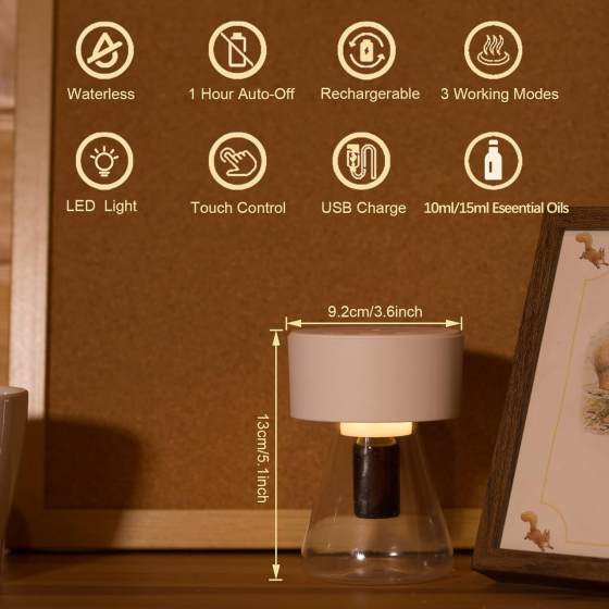 Аромадиффузор LOXIM Twilight безводный для эфирных масел, LED-подсветка, аккумулятор, таймер, белый Киев