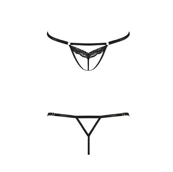 Відверті трусики-стрепи з мереживом Passion Exclusive SOLON THONG XXL/XXXL, black Sex Aura Київ