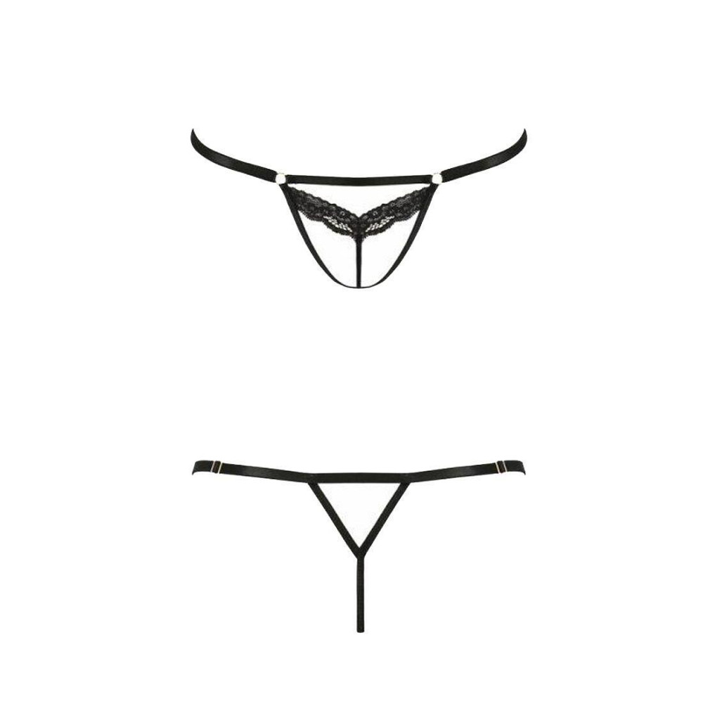 Відверті трусики-стрепи з мереживом Passion Exclusive SOLON THONG XXL/XXXL, black Sex Aura Київ - фото 3