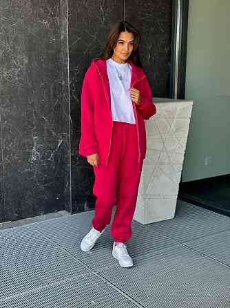 Теплый спортивный костюм женский на змейке Малиновый 42/44 Харьков