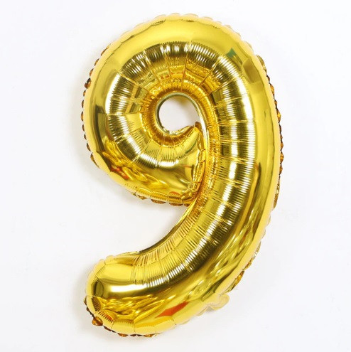Шарик цифра 9 фольгированная 32 дюйма золотистый Киев - изображение 1