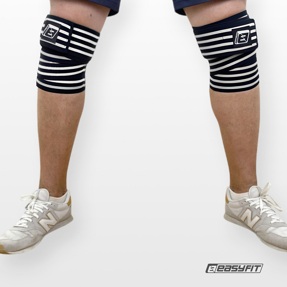 Бинт для присідань EasyFit фіксатор колінного суглоба (чорно-білий) Коломия - фото 5