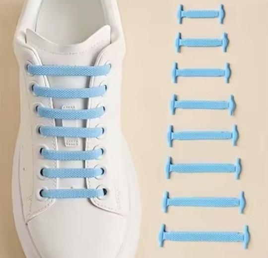 Шнурки силиконовые ленивые 16 шт Голубой Смела - изображение 1