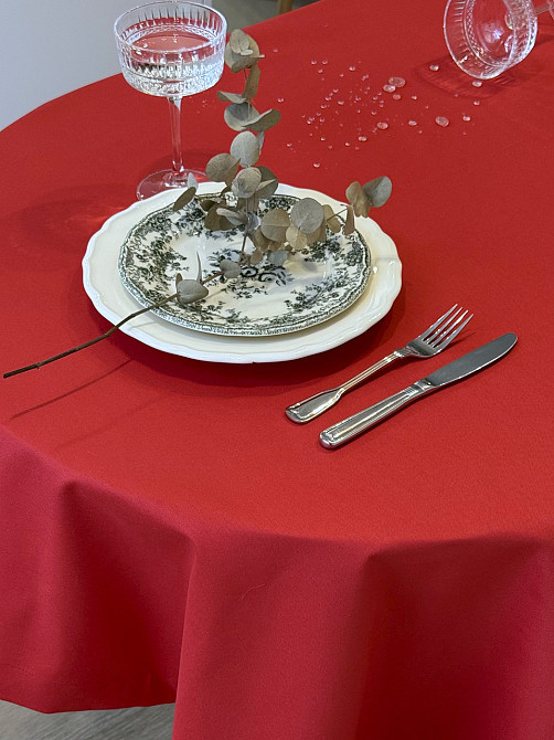 Ecotton Скатертина столова Ecotton DUCK 150х170 см водовідштовхувальна однотонна червоного коль Коломия - фото 5