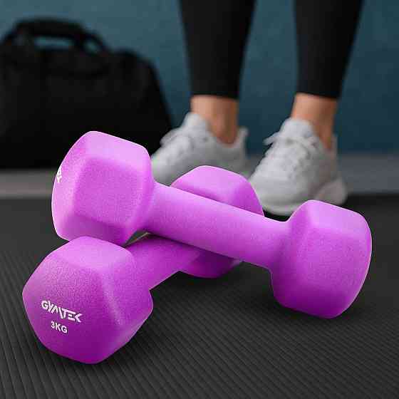 Гантелі для фітнесу неопренові Gymtek Hex 2х3кг фіолетовий Київ