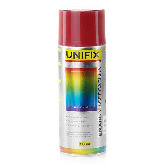 Эмаль акриловая универсальная RAL 3001 Сигнальный красный гл. 400мл UNIFIX Ровно